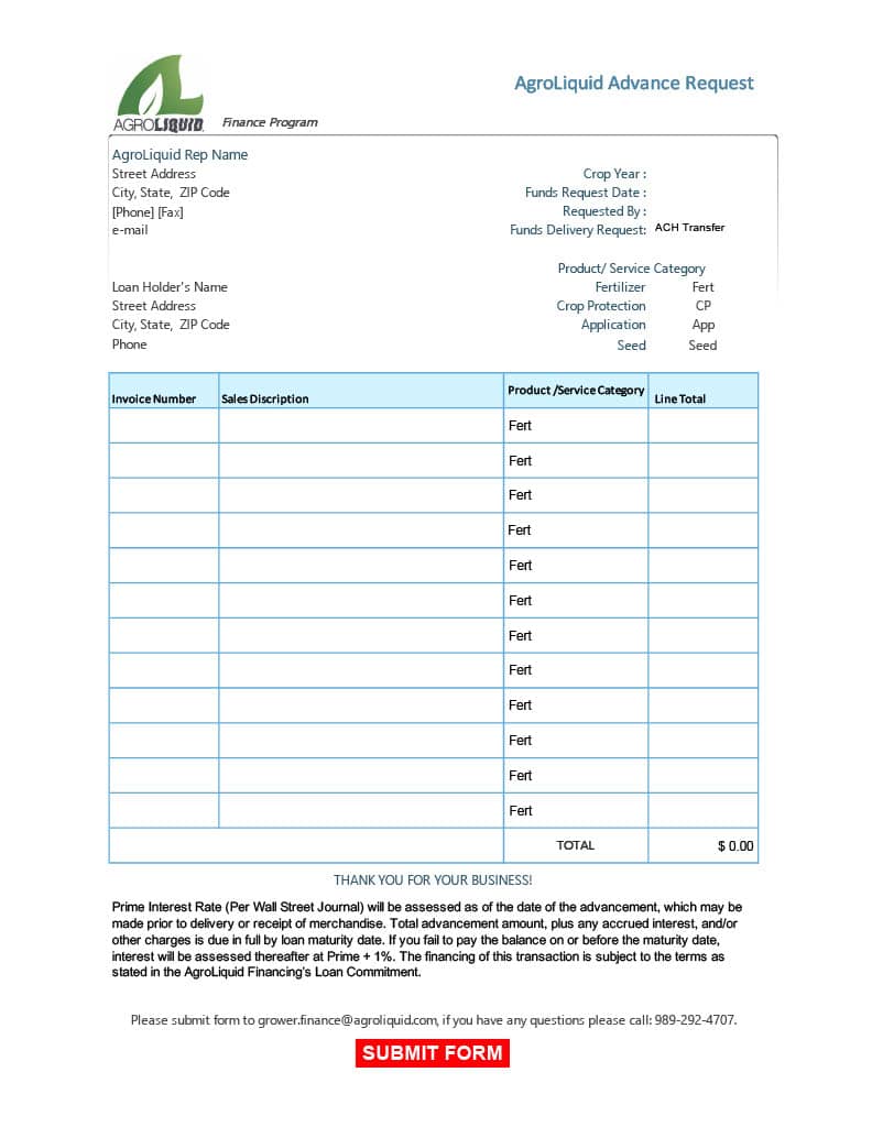 AgroLiquid Advance Request